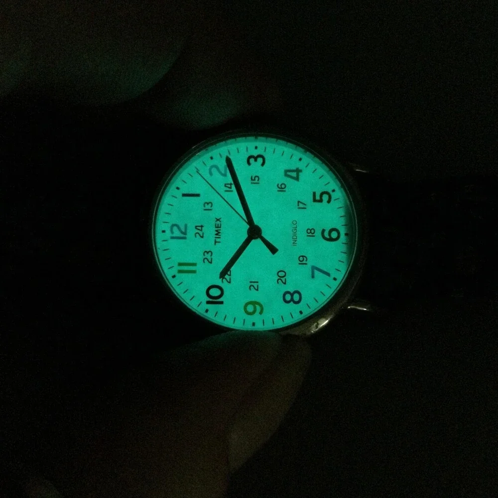 Timex Indiglo Womens Watch 31mm White Dial Blue Floral Nylon Strap New Battery